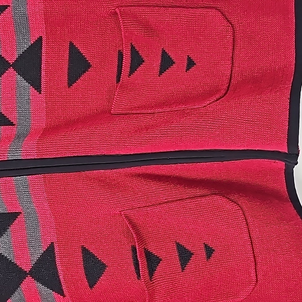 Woolrich Elegant Ruby Red Aztec Design Zip Front … - image 6